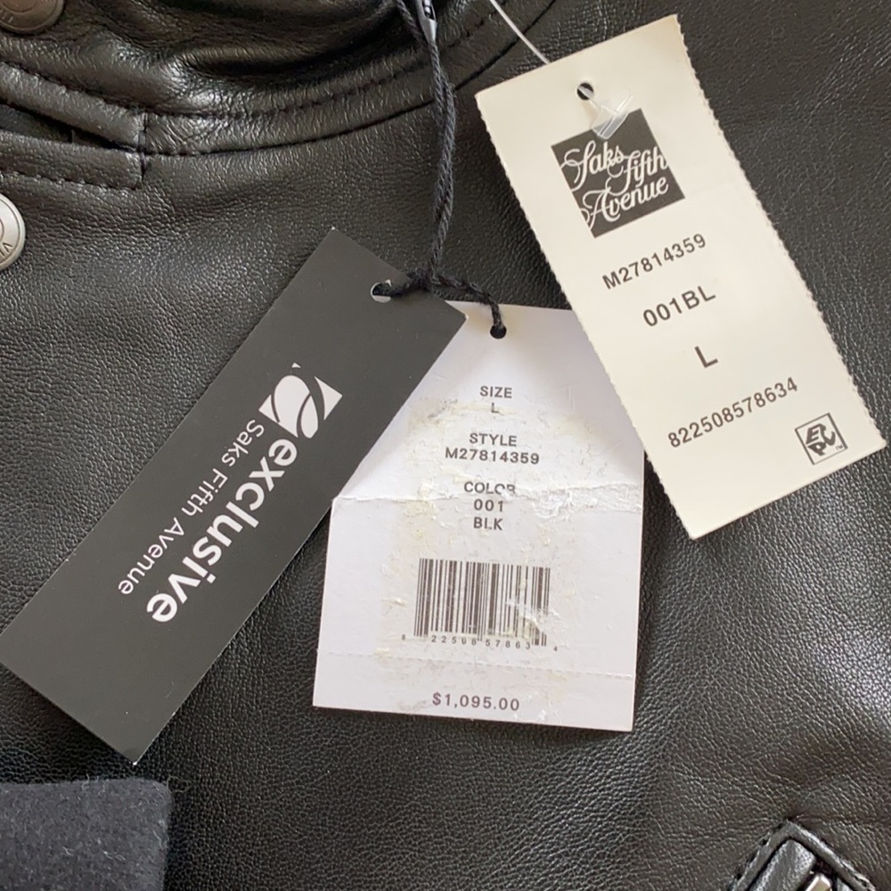 VINCE. Leather and Wool Motto Jacket - Picture 5 of 7